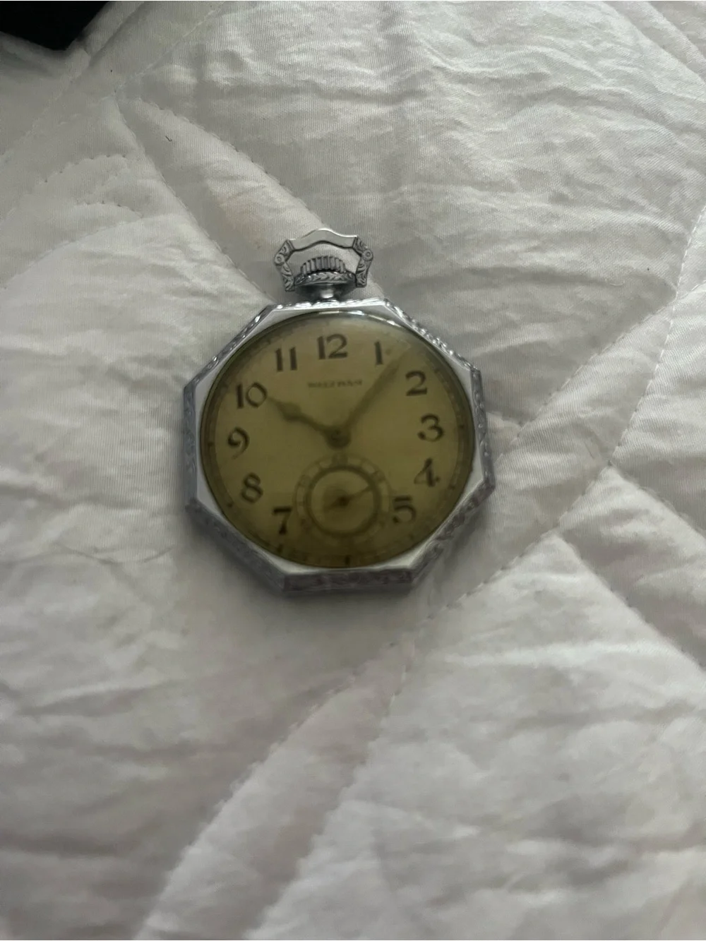 Vintage Cream Dial Pocket Watch with Silver-Tone Case